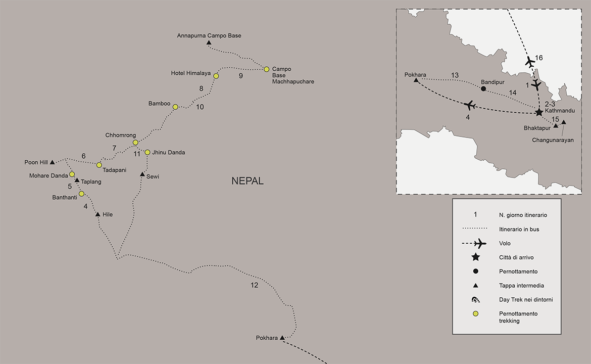 Itinerario Trekking Annapurna, Mappa